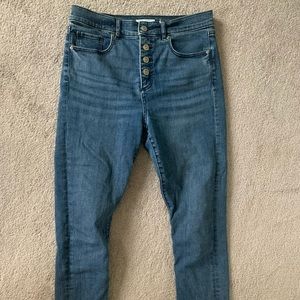 Loft size 7 fringe ankle high rise jeans